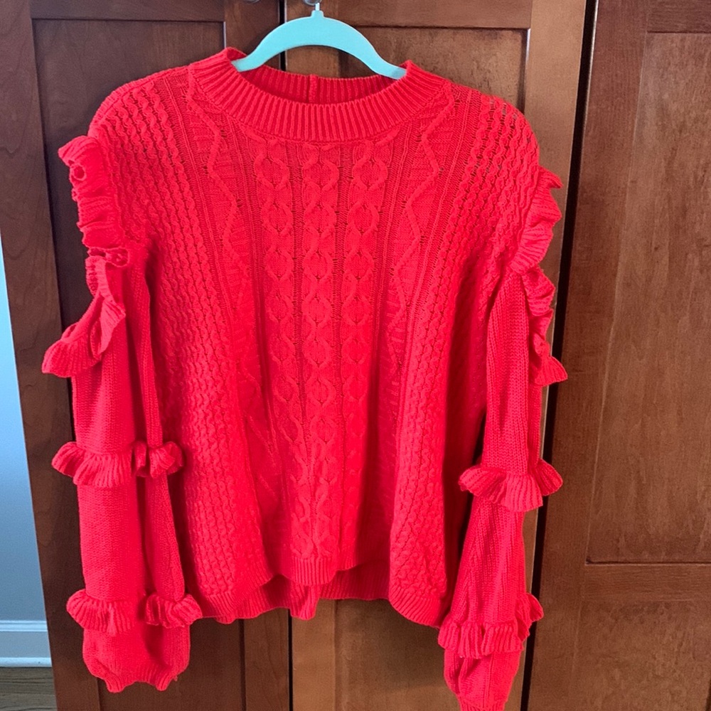 Red Express Size L Sweater with Shoulder Cut-Outs